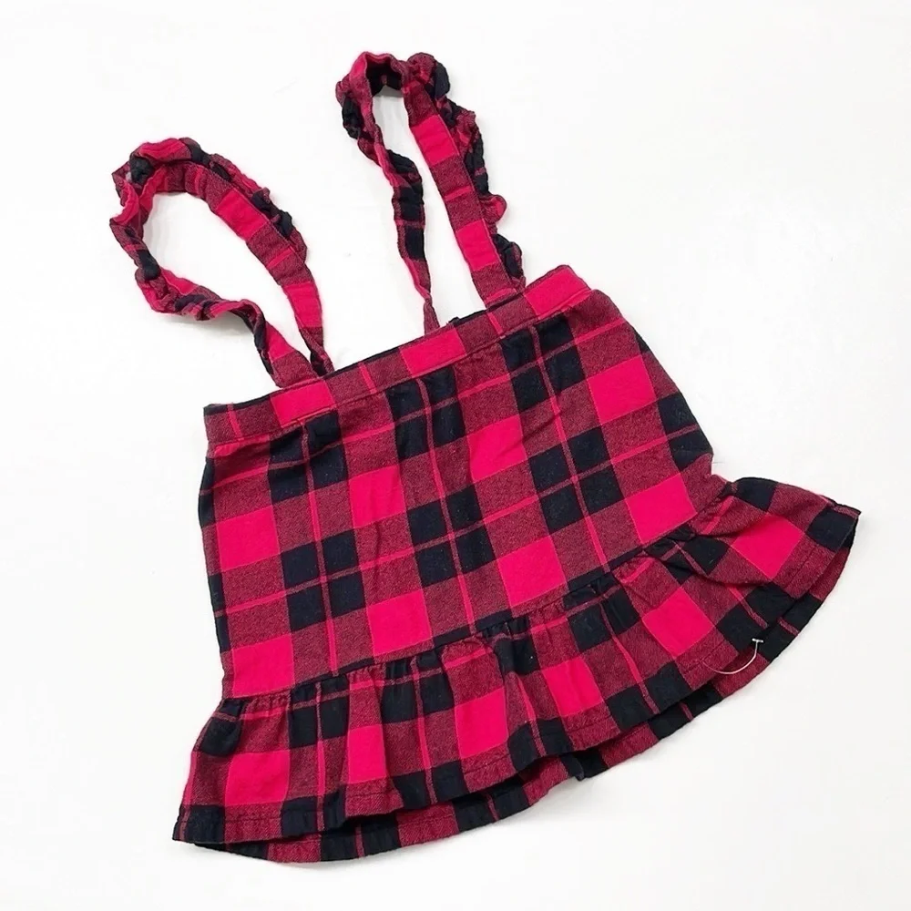 The Children’s Place toddler girls red/black plaid pinafore overall dress